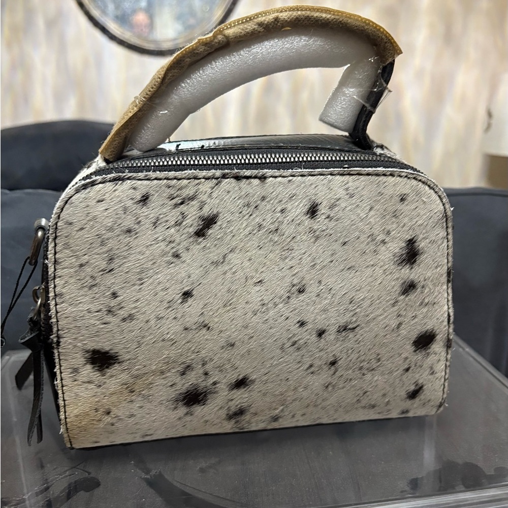 Chic Black and White Spotted Crossbody Bag